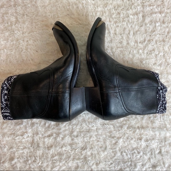 NEW Golden Goose Young Leather Western Bootie with Bandana Trim in Black - Picture 15 of 16
